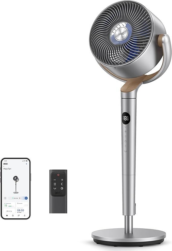 Dreo 40 Inch Smart Standing Fan, 23dB Silent Pedestal fans for Bedroom, 120°+120° Oscillating Quiet Cooling Fan, Wi-Fi/Voice Control, DC Motor, 8 Speeds, 6 Modes, 12H Timer, 80 ft Circulator
