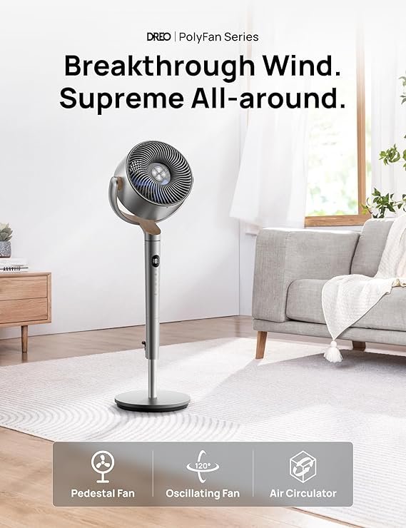 Dreo 40 Inch Smart Standing Fan, 23dB Silent Pedestal fans for Bedroom, 120°+120° Oscillating Quiet Cooling Fan, Wi-Fi/Voice Control, DC Motor, 8 Speeds, 6 Modes, 12H Timer, 80 ft Circulator - Image 2