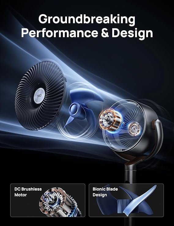 Dreo 40 Inch Smart Standing Fan, 23dB Silent Pedestal fans for Bedroom, 120°+120° Oscillating Quiet Cooling Fan, Wi-Fi/Voice Control, DC Motor, 8 Speeds, 6 Modes, 12H Timer, 80 ft Circulator - Image 4