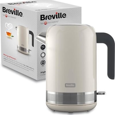 Breville High Gloss Electric Kettle | 1.7L | 3kW Fast Boil | Cream & Stainless Steel [VKT153]