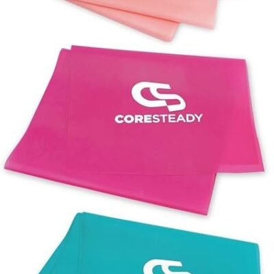 Coresteady Resistance Band For Men & Women - Exercise Band to Build Strength, Flexibility, Muscle & Tone - For Fitness, Stretching, Pilates, Physio & Yoga - With Exercise Guide