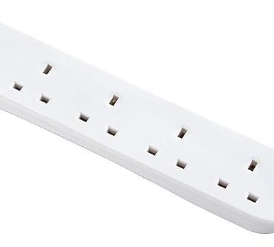 Masterplug srgu44n Four Socket Surge Protected Extension Lead with 2 USB Ports, 4 Metre, 13 x 7 x 6 cm, White