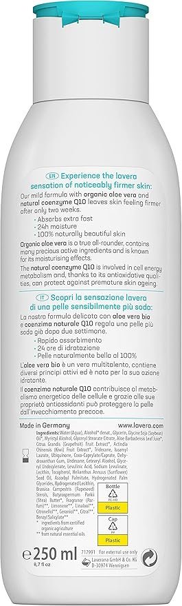 lavera Basis Sensitiv Body Lotion Firming - with Organic Aloe Vera & Natural Coenzyme Q10 - improves skin elasticity - leaves skin feeling firmer - natural Cosmetics - vegan - organic (1 x 250ml) - Image 2