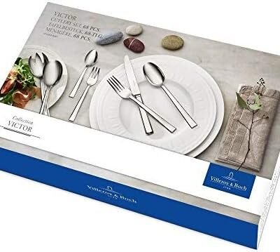 Villeroy & Boch – Victor Cutlery Set 68 Pieces for 12 People, Dishwasher Safe, Rustproof, Knife, Fork, Spoon, Luxury Cutlery Set, Dinner, 18/10 Stainless Steel