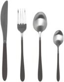 Salter BW09388 16 Piece Cutlery Set - Full Pearlies Black Silver Plated Stainless Steel Flatware