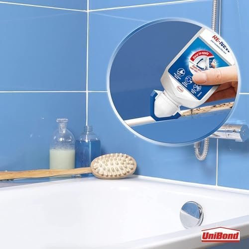 UniBond Re-New, White Silicone Sealant for Kitchen & Bath, One-Step Bathroom Sealant Renewal, Waterproof Shower Sealant with Triple Mould Resistance, 1 x 80ml - Image 3