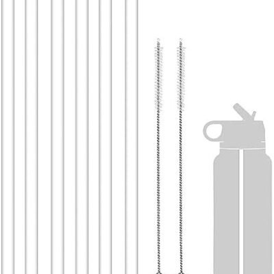 WK ieason Replacement Plastic Straws Reusable Drinking Starws Compatible with Hydro Flask Water Bottle 18-64oz and Other Brands with 2 Straw Brushes, Non Toxic Clear Straws