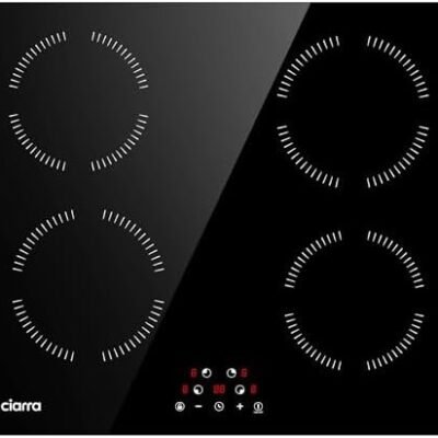 CIARRA CABBIH4-A Built-in Induction Hob 4 Zones Touch Control Ceramic Glass Plate 9 Power Levels Fast Heating Child Safety Lock Black